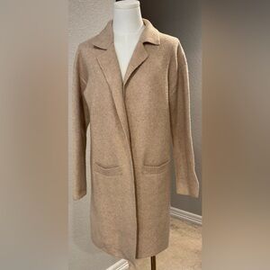 Happily Grey Beige Ultra Soft Open Cardigan Sweater Coatigan w/ Front Pockets